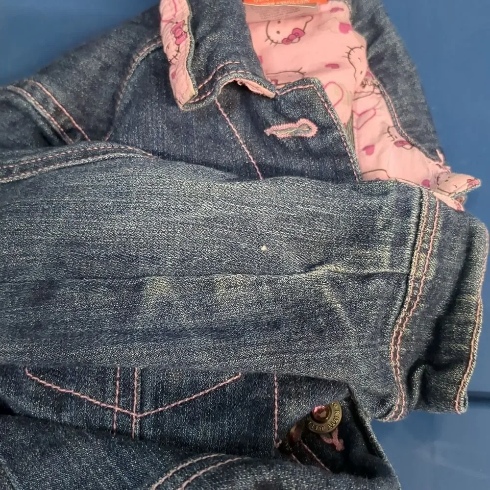Girls Hello Kitty Button Denim Jacket Size 5